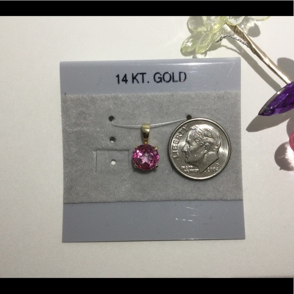 14K Gold Pink Topaz Pendant - Picture 2 of 5